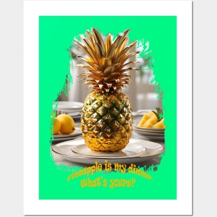 Pineapple dinner. AI generated image Posters and Art